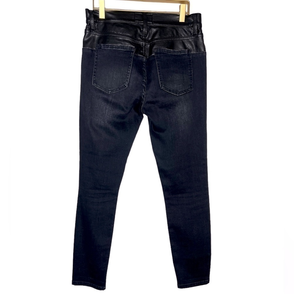 Current/Elliott The Fused High Rise Vegan Leather Contrast Stiletto Jean - Picture 3 of 10